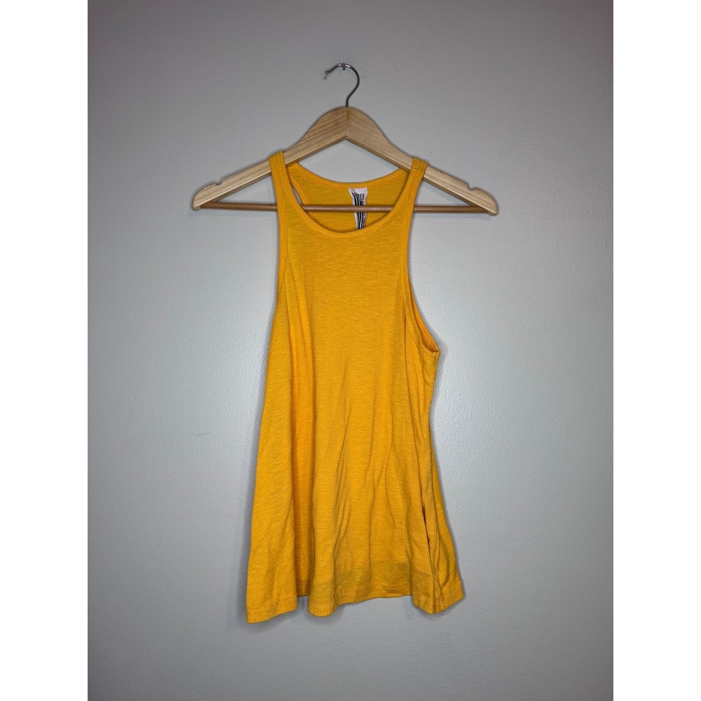 Free People Ribbed Swing Tank Top Yellow Made USA M/M